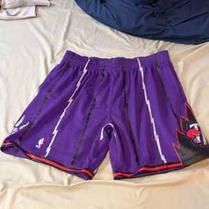 Raptors retro Mitchell & Ness Purple Athletic Shorts with NBA Logo